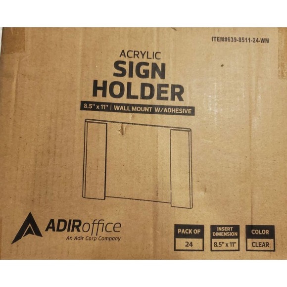 NEW Wall Mount with Adhesive Acrylic Sign Holder - 8.5in x11in - Picture 6 of 6